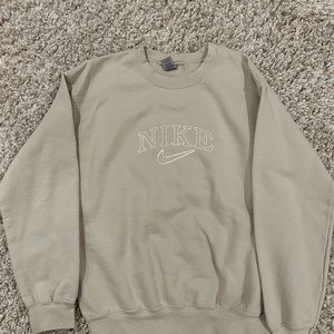 Tan embroidered Nike crew neck